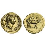 Titus (AD 79-81), AV Aureus, 7.18g, Rome, 76, laureate head right, t caesar imp vespasianvs, rev. c