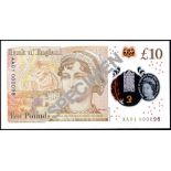 Bank of England, Victoria Cleland, £10 on polymer, ND (14 September 2017), serial number AA01 00009