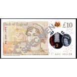 Bank of England, Victoria Cleland, £10 on polymer, ND (14 September 2017), serial number AA01 00012