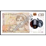 Bank of England, Victoria Cleland, £10 on polymer, ND (14 September 2017), serial number AA01 00012