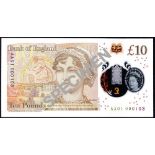 Bank of England, Victoria Cleland, £10 on polymer, ND (14 September 2017), serial number AA01 00010