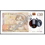 Bank of England, Victoria Cleland, £10 on polymer, ND (14 September 2017), serial number AA01 00008