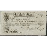 Ludlow Bank (Prodgers & Compy), unissued £20, 18- (c.1824), no serial number, (Outing 1293l),