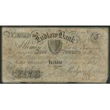 Ludlow Bank (Prodgers Brothers), £5, 4 December 1821, serial number 3047, (Outing 1293 but denomina