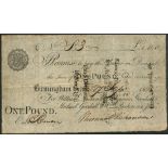 Birmingham Bank (William Dickenson, Thomas Goodall, Mich Goodall & Wm Dickenson Junr), £5, 27 Septe