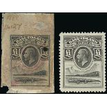 Basutoland Revenue 1933 £1 black, imperforate working die proof from the Waterlow day book, with di