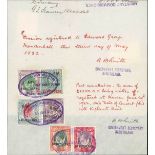 Basutoland Revenue 1922 (3 May) cession of bond document page bearing series 13 6/- and £1, and ser