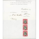 Bechuanaland Revenue 1922 Document page bearing 1914 £1 green and red overprinted "bechuanaland/ pr