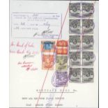 Basutoland Revenue 1949 (30 May) Mortgage Bond page bearing 1943 Series 31 £5 orange "Bantam" pair