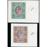 Transvaal Revenue c.1902 colour trials denominated 2/6d., (2), in green and purple and brown and pu