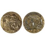 Aubagne International Film Festival, 1996 bronze medallion, obverse, town arms, reverse, a view of