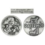 City of Palermo, Mayor's Presentation Medallion, 1999 silver medallion, by Giacomo Baragli, obvers