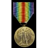 An emotive Victory Medal awarded to Gunner H. J. Jennings, Royal Navy, a 'grey and grisled' sea...