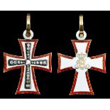 A most attractive Badge of the Danish Order of the Dannebrog enhanced with stones Denmark, Kin...