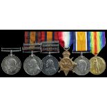 Family group: The Boer War Medal awarded to Private H. Amos, Coldstream Guards Queen's South...