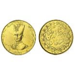 Qajar Dynasty, Nasir al-Din Shah (1848-96), gold 2-Toman, 5.66g, Tehran, AH1297, bust of Shah t...