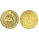 Qajar Dynasty, Nasir al-Din Shah (1848-96), gold medallic issue 5-Toman, 14.00g, Tehran, AH1311...