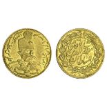 Qajar Dynasty, Muzaffar al-Din Shah (1896-1907), gold Toman, 2.93g, Tehran, AH1316, uniformed...