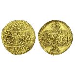 Zand Dynasty, Karim Khan (1753-79), gold Quarter-Mohur, 2.71g, type C, Dar al-Sultanah Qazvin,...