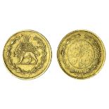 Qajar Dynasty, Nasir al-Din Shah (1848-96), gold 1/5-Toman (2000-Dinars), 0.58g, Tehran, AH1295...