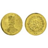 Qajar Dynasty, Nasir al-Din Shah (1848-96), gold 1/5-Toman (2000-Dinars), 0.57g, Tehran, AH1297...