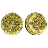 Zand Dynasty, Sadiq Khan (1779-81), gold Quarter-Mohur, 2.71g, type C, Khuy, AH1195, Zand coupl...