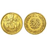 Qajar Dynasty, Nasir al-Din Shah (1848-96), gold 2-Toman, 6.77g, Dar al-Dawla Kirmanshahan, AH1...