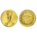 Qajar Dynasty, Nasir al-Din Shah (1848-96), gold Toman, 2.86g, Tehran, undated (AH1294-95 / 187...