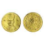 Qajar Dynasty, Nasir al-Din Shah (1848-96), gold Half-Toman (5000-Dinars), 1.35g, Tehran, AH132...