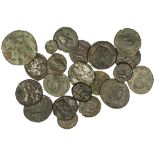 Small lot of Roman AEs (19). Nearly all Third-Fourth Century; also three Greek AEs. One with verdig