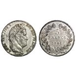 France. Louis-Philippe (1830-1848). 5 Francs, 1846 A. Paris. Laureate head right, rev. Value and da