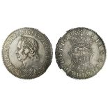 England. Commonwealth. Oliver Cromwell. Crown, 1658/7. Laureate bust of the "Great Emancipator" le