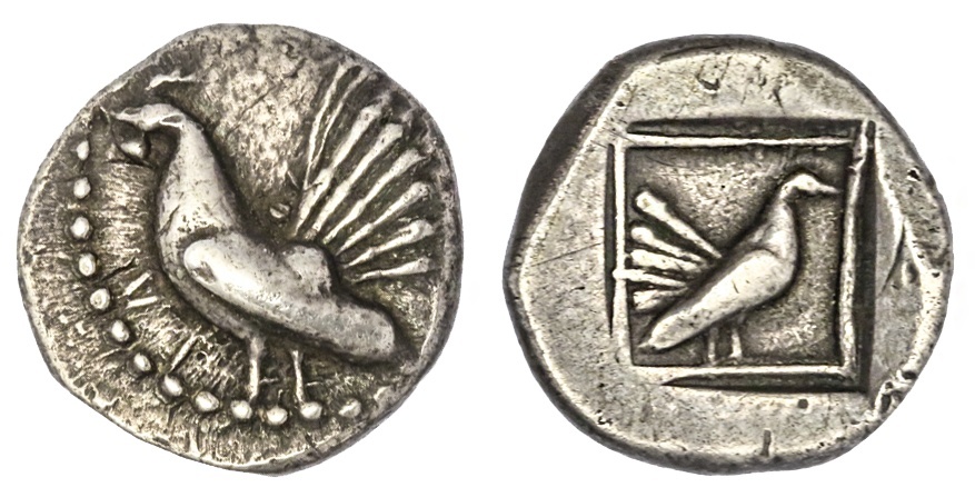 Sicily. Himera. AR Drachm, ca. 500-483/2 BC. 5.81 gms. Cock standing left, abbreviated ethnic below