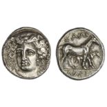 Thessaly. Larissa. AR Drachm, ca. 380-365 BC. 6.01 gms. Middle facing head type. Head of the nymph