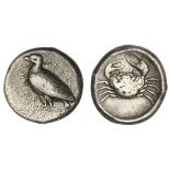 Sicily. Akragas. AR Tetradrachm, ca. 464-446 BC. 17.21 gms. AKRAC-ANTO&#931; (retrograde), Sea-eagl