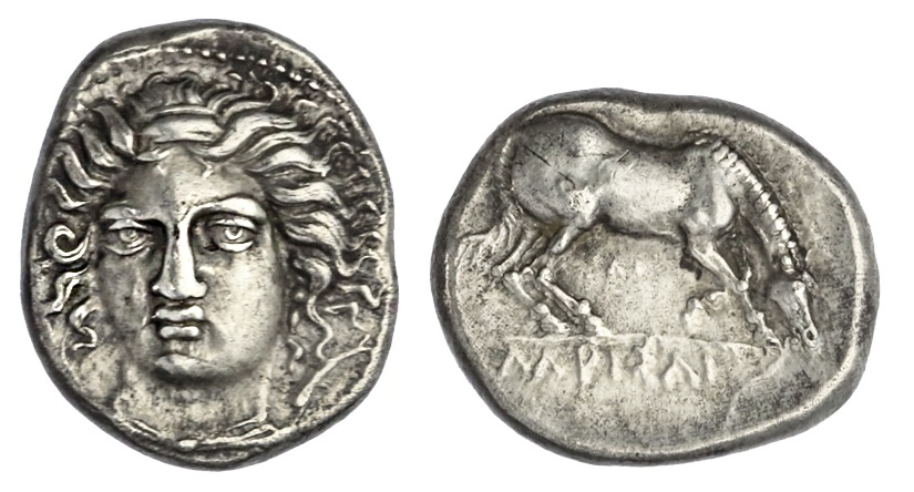 Thessaly. Larissa. AR Drachm, ca. 405/0-370 BC. 6.10 gms. Head of the nymph Larissa facing ¾ left,