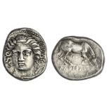 Thessaly. Larissa. AR Drachm, ca. 405/0-370 BC. 6.10 gms. Head of the nymph Larissa facing ¾ left,