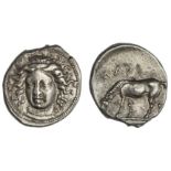 Thessaly. Larissa. AR Drachm, ca. 405/0-370 BC. 6.08 gms. Head of the nymph Larissa facing ¾ left,