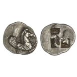 Macedon. Argilos. AR Tetrobol, ca. 495-478/7 BC. 2.54 gms. Forepart of Pegasos right, rev. Quadripa