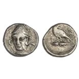 Thessaly. Larissa. AR Drachm, ca. 370-360 BC. 6.07 gms. A&#923;EY, head of Aleuas facing ¾ left, w