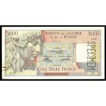 Tunisia. French Administration. Banque de l'Algérie et de la Tunisie. 5,000 Francs. ND (1947). P-27
