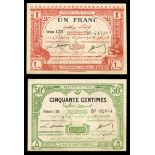 Tunisia. French administration. Regence de Tunis. Pair -- 50 Centimes and 1 Franc. 1921. P-51, 52.