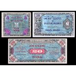 Germany. Allied Military Currency. P-191a F-VF. VF with stains, AU; P-191b VF; P-191c EF; P-192a Fi