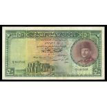 Egypt. Kingdom. National Bank of Egypt. 50 Pounds. 16 May 1951. P-26b. No. EF/4 013733. Green and b