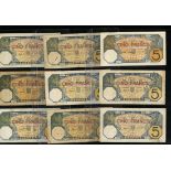 French West Africa. Banque de l'Afrique Occidentale. Date grouping of Pick 5B 5 Francs. Dakar. 191