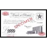 Ghana. Bank of Ghana. 1000 Pounds. 1958. P-4s. Specimen. No. A/I 000000-10. Bank of Ghana building