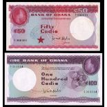 Ghana. Republic. Bank of Ghana. 1965 Issue. 1, 5, 10, 50 and 100 Cedis. P-5a-9a. Portrait of Kwame