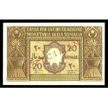 Italian Somaliland. Cassa per la Circolazione Monetaria della Somalia. 20 Somali. 1950. P-14s. Spec