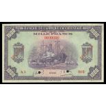 French West Africa. Banque de l'Afrique Occidentale. 1000 Francs. 1942. P-32s. Specimen. No. A.1 00