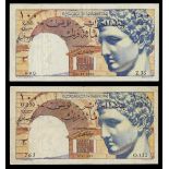 Tunisia. French Administration. Banque de l'Algérie. Pair of 100 Francs. Dec. 16, 1946; April 8, 19